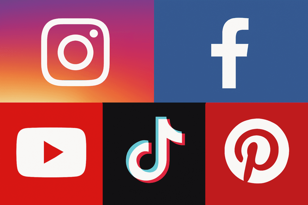Logos of social media platforms suitable for affiliate marketing.