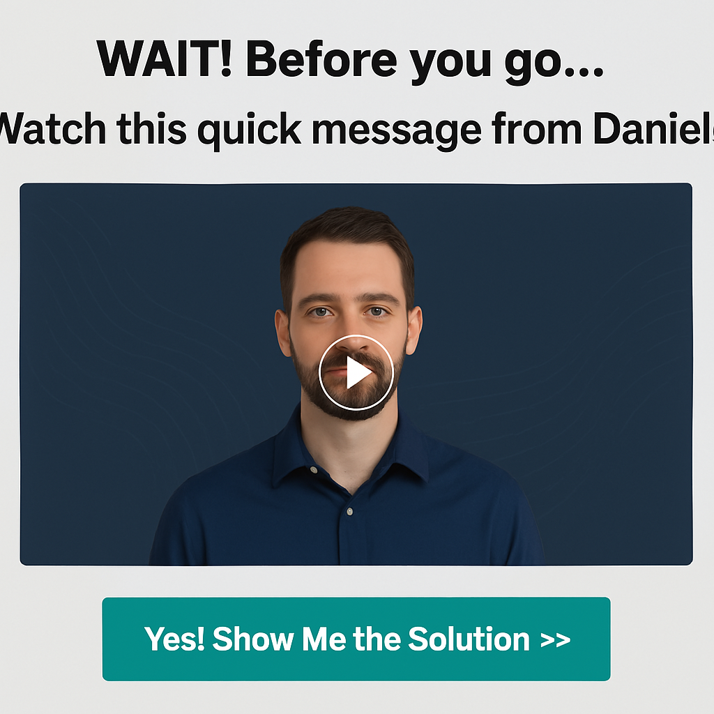 Mockup of an affiliate marketing bridge page featuring a video introduction and a clear call-to-action button.